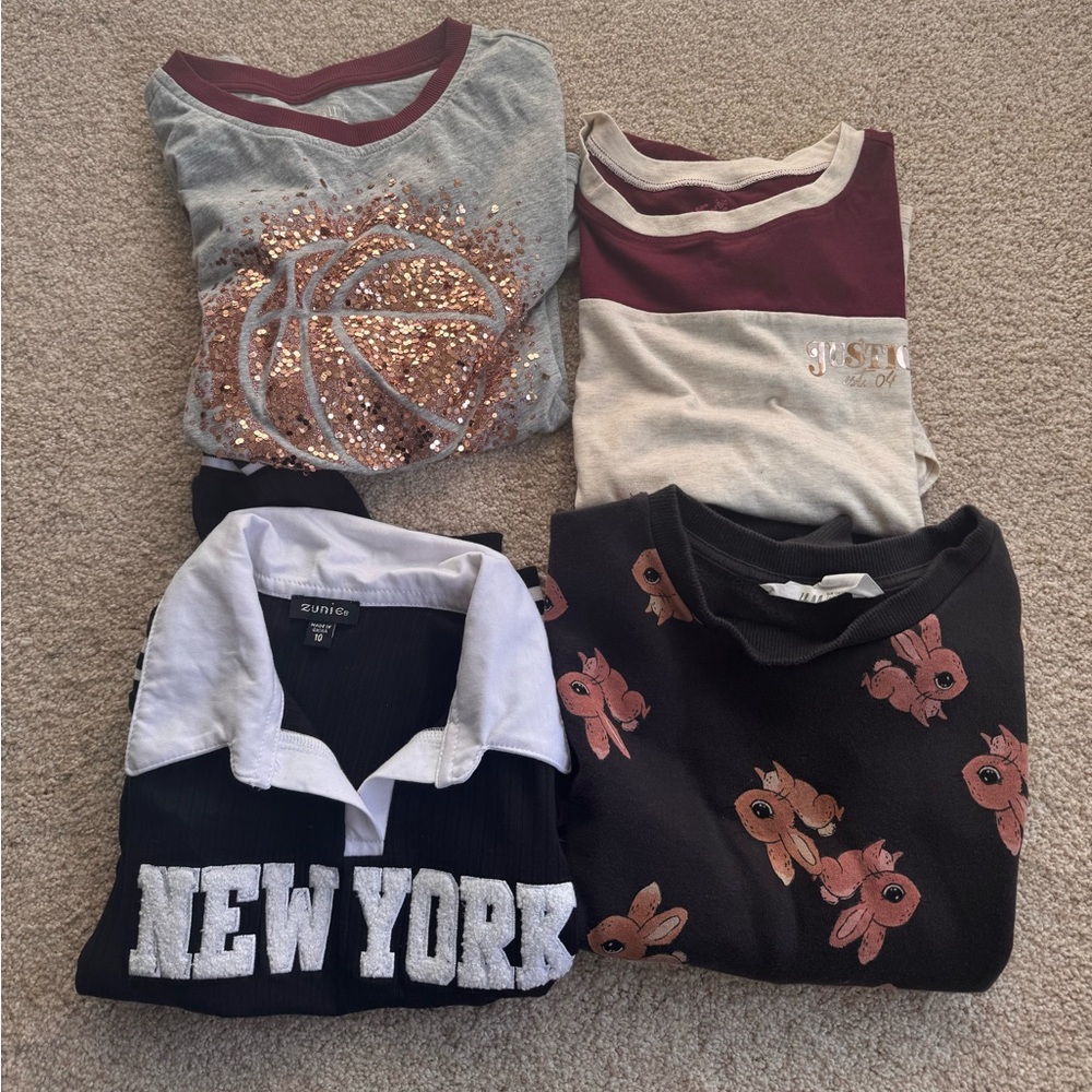 Girls size 10 long sleeve tops